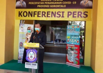 Konferensi pers gugus tugas Provinsi Gorontalo, Kamis (28/5/2020).(f.istimewa)