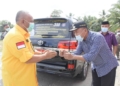 Plt Bupati Boalemo, Anas Jusuf menyambut hangat kunjungan Gubernur Gorontalo Rusli Habibie di Kecamatan Mananggu.(F.HMS)