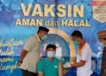 Wakil Ketua DPRD Boalemo, Lahmudin Hambali mengawasi pelaksanaan vaksinasi Covid-19 kepada tenaga pengajar di Boalemo.(F.ISTIMEWA)