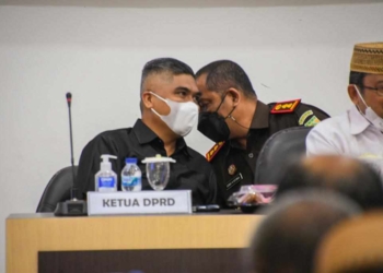Wakil Ketua DPRD Gorut Hamzah Sidik saat menghadiri kegiatan sosialisasi Tipikor Kejari Gorut-f.istimewa
