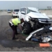 Mobil Pajero yang ditumpangi Vanessa Angel dan keluarga nampak hancur usai kecelakaan di Tol Jombang. (f. istimewa)