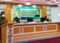 Sekda Kabupaten Boalemo, Sherman Moridu SPd MM membuka Diklatcab BPC HIPMI Boalemo, di Hotel Grand Amalia Tilamuta, Selasa (21/09/2021).(f.istimewa)