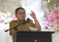 Wali Kota Gorontalo, Marten Taha saat berpidato pada puncak Hari Kesehatan Nasional tingkat Kota Gorontalo. (f. istimewa)