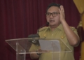Wali Kota Gorontalo, Marten Taha saat mengingatkan OPD terkait pengelolaan APBD tahun 2022. (f. istimewa)