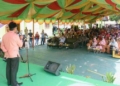 Bupati Boalemo, Anas Jusuf menyampaikan sambutan pada penutuhan Hari Amal Bakti tingkat Provinsi Gorontalo.(F.Dok.Pimpinan)