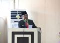 Bupati Gorut, Indra Yasin saat memberikan sambutan pelantikan PAW Ketua dan Anggota DPRD Gorut (f.hms)