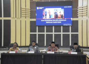 Jajaran Pemerintah Kota Gorontalo saat rapat bersama Tim Pengedali Inflasi Daerah (TPID) Triwulan I tahun 2022.