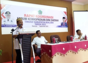 Rapat Koordinasi Forum Kewaspadaan Dini Daerah (FKDD) berlangsung di Aula Kampus STIM Boalemo. Rabu, (14/09/2022).(f.ist)