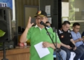 Walikota Gorontalo, Marten Taha pada kegiatan Groundbreaking pembangunan rumah bagi 15 warga terdampak Santorini. (dok. istimewa)