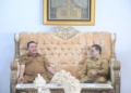 Penjabup Boalemo, Hendriwan menjamu kunjungan Kadis Pariwisata Provinsi Gorontalo berkaitan upaya mendorong pertumbuhan ekonomi kreatif.(f.dok.hms)