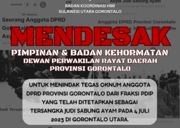 Petisi Badko HMI Sulut-Go terhadap oknum aleg Deprov Gorontalo yang terlibat judi sabung ayam. (foto. istimewa)