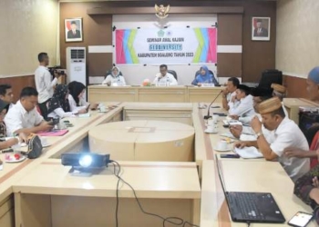 Pj. Sekda Boalemo, Supandra Nur membuka kegiatan seminar awal goediversity Kabupaten Boalemo tahun 2023.(f.dok.hms)