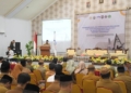 Penjabup Boalemo, Sherman Moridu memberikan sambutan pada kegiatan workshop pengelolaan keuangan desa bekerjasama BPKP RI Perwakilan Provinsi Gorontalo.(f.dok.hms)