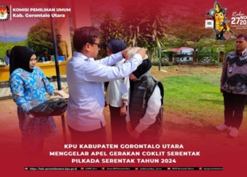 Apel Gerakan Coklit Serentak Pilkada 2024 oleh KPU Kabupaten Gorontalo Utara, Senin (24/6/2024) (Foto: Fb KPU Gorontalo Utara).