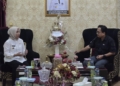 Ketua KPU Gorontalo Utara, Sofyan Jakfar, saat menemui Pj. Bupati Gorontalo Utara, Sila N Botutihe, diruang Kerja Bupati Gorontalo Utara, Rabu (26/2/2025) (Foto: Istimewa)