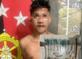 NK pelaku pengancaman dengan sajam kepada mantan pacar saat dibekuk polisi.