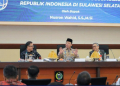 Menteri Nusron Wahid saat rakor bersama Kepala Daerah se Sulawesi Selatan.