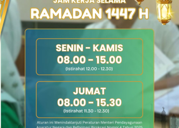 Jadwal jam kerja di Kantah Kota Gorontalo selama bulan Ramadan 1447 H.