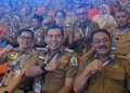 Bupati Boalemo, Rum Pagau bersama para kepala daerah menghadiri Rakornas.(f.istimewa)