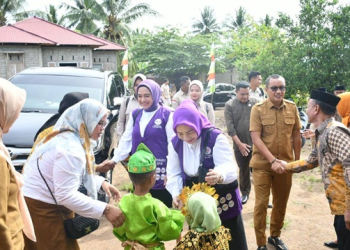 Launching 6 bidang SPM di wilayah kerja Puskesmas Pangi Kecamatan Dulupi.(f.dok.pimpinan)