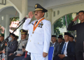 Bupati Boalemo, Drs. Rum Pagau memimpin jalannya upacara peringatan Hari Otda ke XXX tahun 2026.(f.dok.pimpinan)