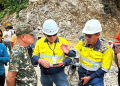 Bupati dan Wabup Pohuwato saat meninjau pembangunan bendungan pengendali sedimentasi di area Tailings Storage Facility (TSF) Pani Gold Mine