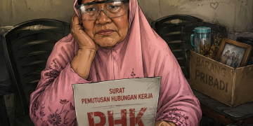 Foto : Nenek Farida (74) korban PHK Sepihak oleh Ko Lay.