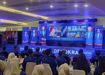 Ketua Umum Partai Demokrat, Agus Harimurti Yudhoyono (AHY) saat terhubung lewat Virtual pada Pembukaan Musda V Partai Demokrat Provinsi Gorontalo.