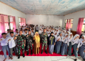Foto bersama para siswa dan personil kodim 1313 Pohuwato usai kegiatan sosialisasi