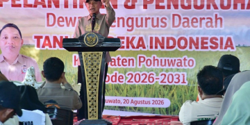 Sambutan Bupati Saipul Mbuinga saat pengukuhan pengurus DPD Tani Merdeka Pohuwato