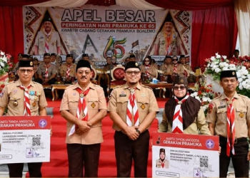 Kepemimpinan Bupati Rum Pagau bersama Wabup Lahmuddin Hambali kian kompak, ditunjukkan lewat momentum peringatan hari Pramuka.(f.istimewa)