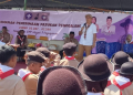 Wabup Boalemo, Lahmuddin Hambali membakar semangat para anak-anak peserta Pramuka.(f.dok.pimpinan)
