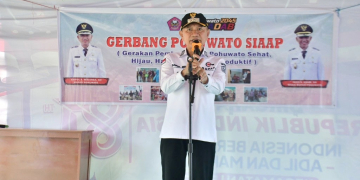 Bupati Saipul Mbuinga saat memberikan sambutan pada kegiatan Gerbang Pohuwato SIAAP